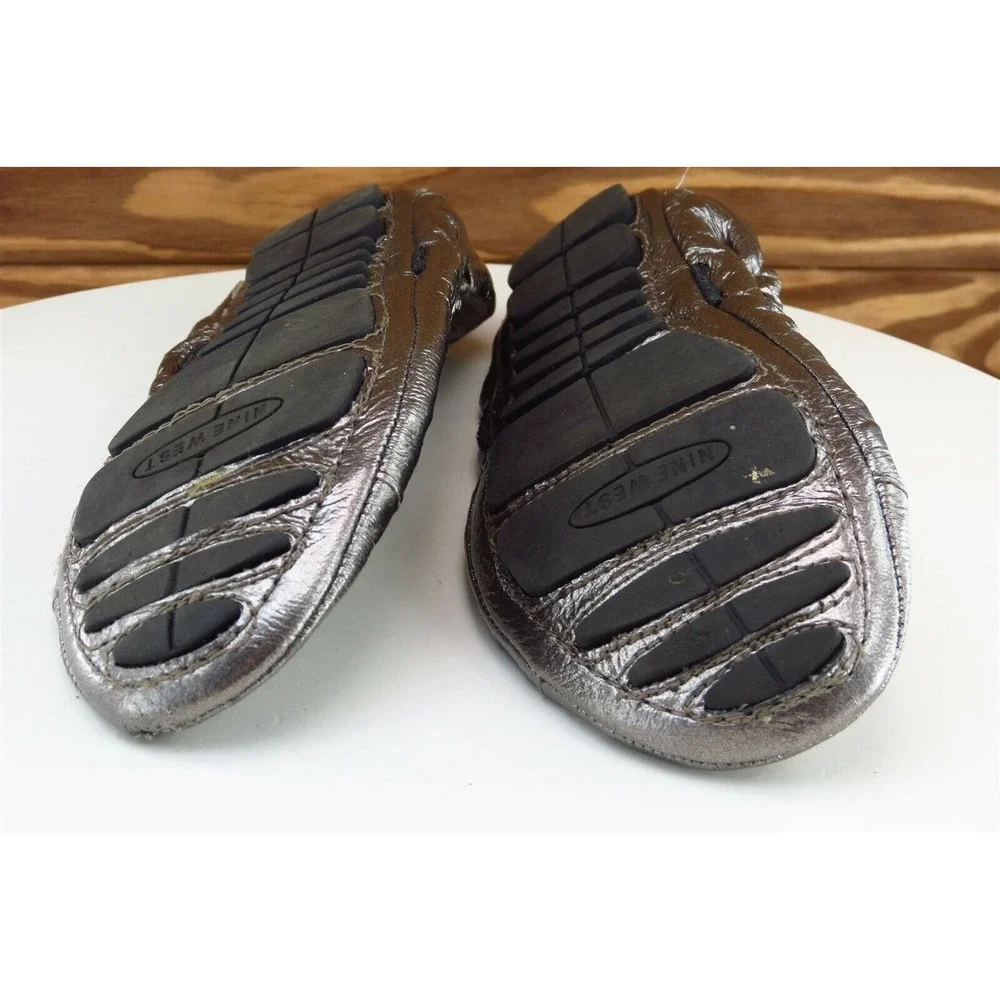 Nine West Youth Girls Shoes Size 3.5 M‎ Silver Ballet Synthetic